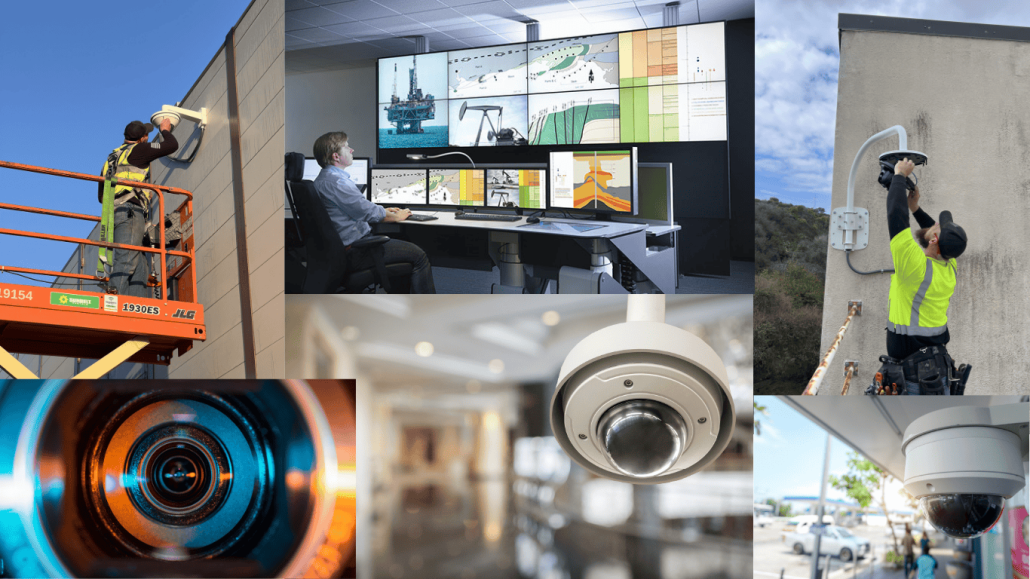 Ring and Ping Inc surveillance system installation with security cameras, monitoring control room, and access control setup