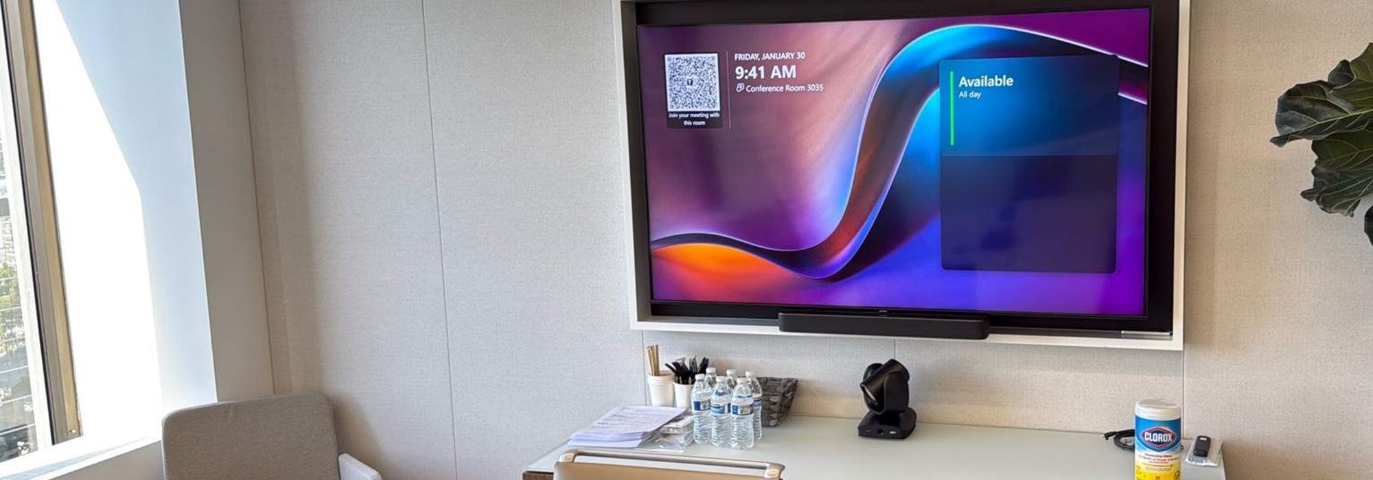 Installed TV in office modern clean